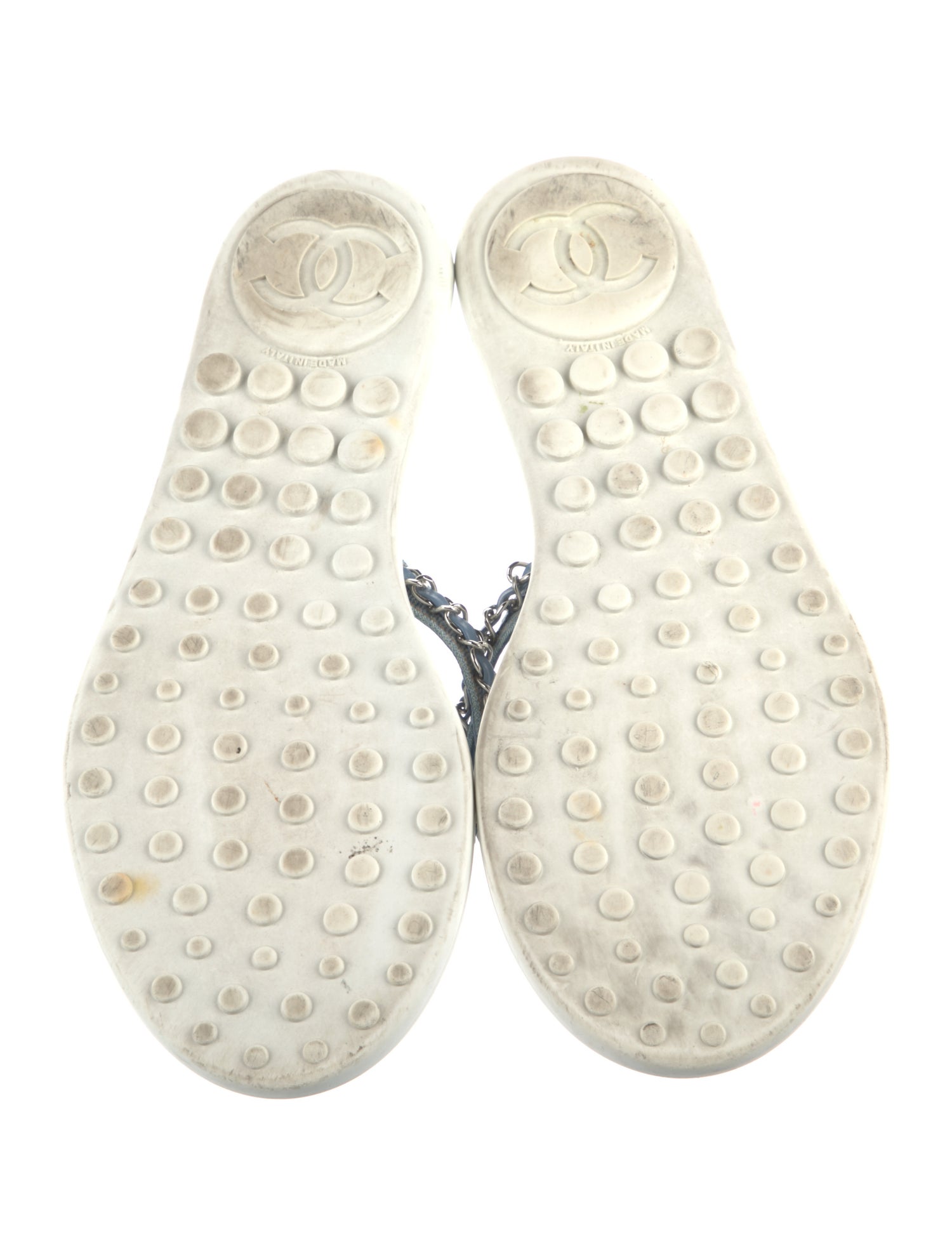Chanel Interlocking CC Logo Denim Flip Flops